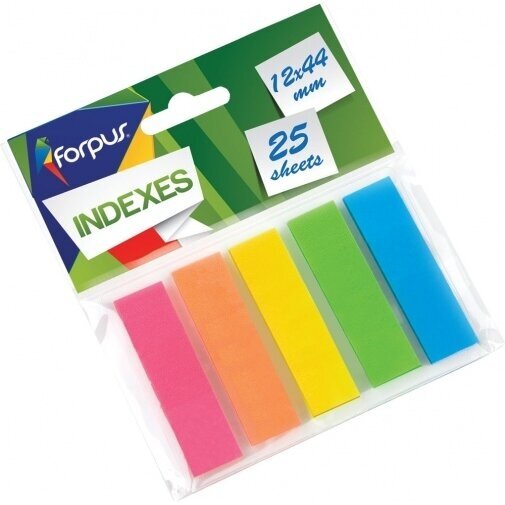 Indeksai Forpus, 12x44mm, spalvoti, plastikiniai (5x25) Indeksai Forpus, 12x44mm, spalvoti, plastikiniai (5x25)
