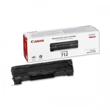 Originali Canon 712 (1870B002) juoda kasetė lazeriniams spausdintuvams, 1500 psl. Originali Canon 712 (1870B002) juoda kasetė lazeriniams spausdintuvams, 1500 psl.