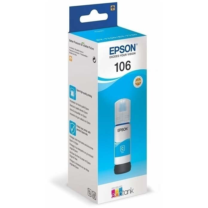 Originalus mėlynas rašalas Epson 106 EcoTank (C13T00R240)