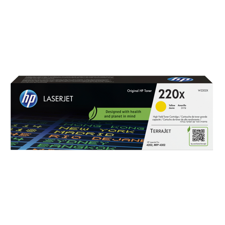 Originali HP 220X (W2202X), geltona kasetė lazeriniams spausdintuvams, 5500 psl.